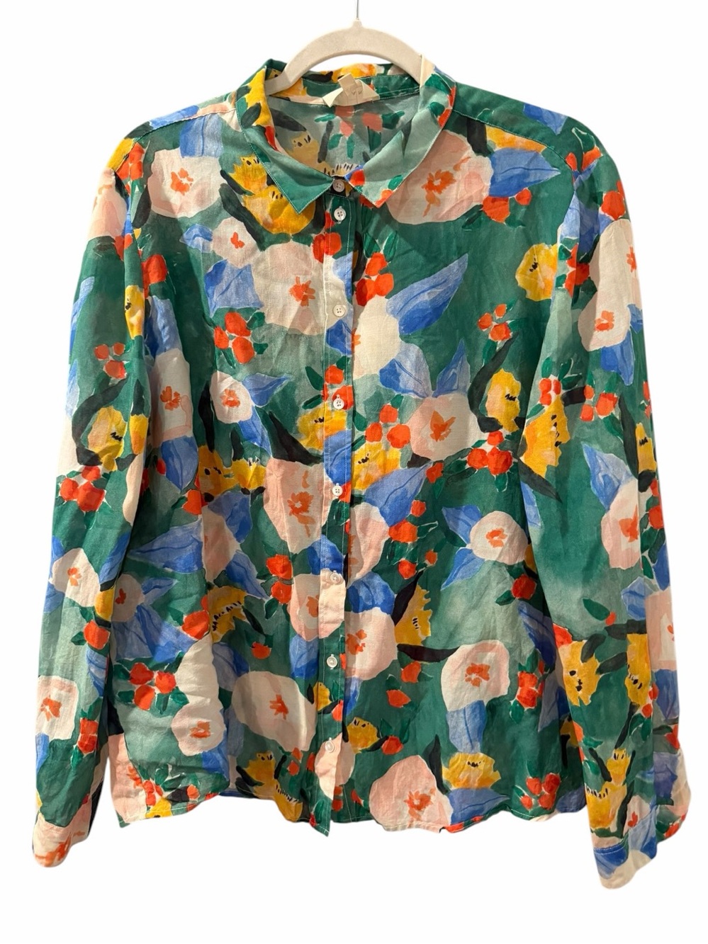 Sezane Button Down Shirt Delphe Floral Print, sz 12 US / 44 FR - Picture 2 of 10